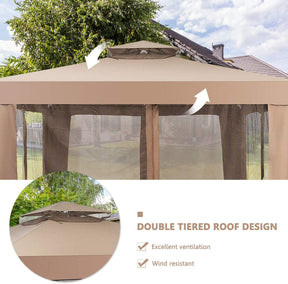 10’x 10’ Outdoor Canopy Gazebo Patio Tent Shelter with Mosquito Netting