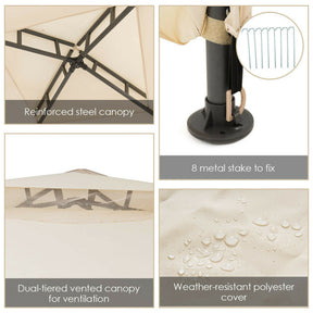 10’x 10’ Outdoor Canopy Gazebo Patio Tent Shelter with Mosquito Netting