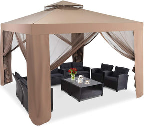 10’x 10’ Outdoor Canopy Gazebo Patio Tent Shelter with Mosquito Netting