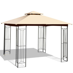 10 x 10 FT Heavy-Duty Patio Canopy Gazebo Tent with 2 Tier Vented Roof