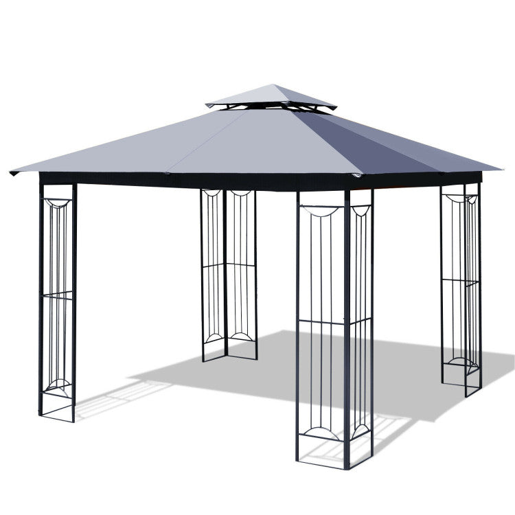 10 x 10 FT Heavy-Duty Patio Canopy Gazebo Tent with 2 Tier Vented Roof