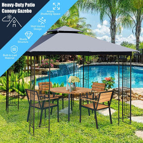 10 x 10 FT Heavy-Duty Patio Canopy Gazebo Tent with 2 Tier Vented Roof