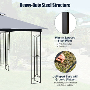 10 x 10 FT Heavy-Duty Patio Canopy Gazebo Tent with 2 Tier Vented Roof