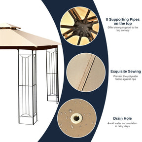 10 x 10 FT Heavy-Duty Patio Canopy Gazebo Tent with 2 Tier Vented Roof