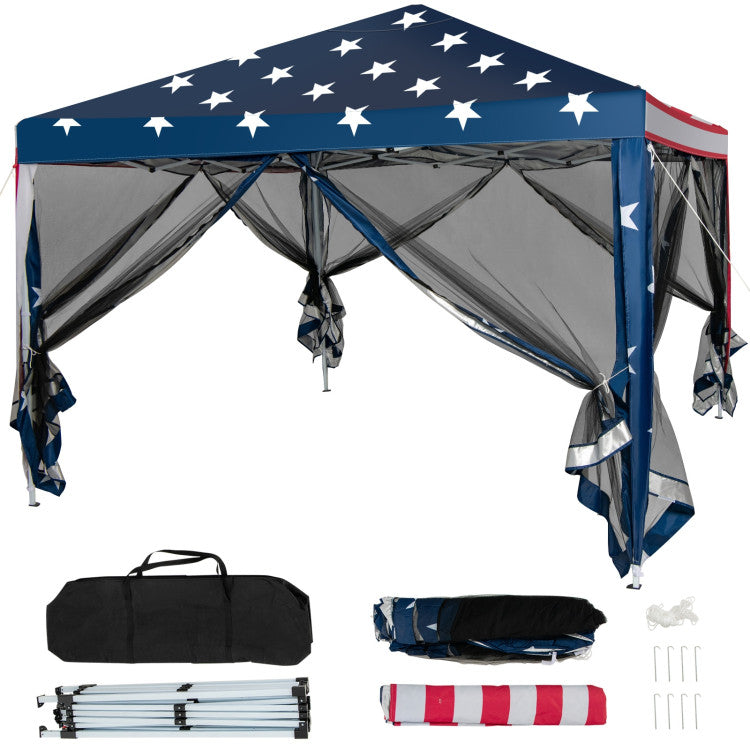 10 x 10 Feet Outdoor Pop-up Canopy Tent Gazebo Shelter with 4 Removable Mesh Walls