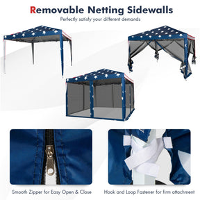 10 x 10 Feet Outdoor Pop-up Canopy Tent Gazebo Shelter with 4 Removable Mesh Walls