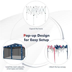10 x 10 Feet Outdoor Pop-up Canopy Tent Gazebo Shelter with 4 Removable Mesh Walls