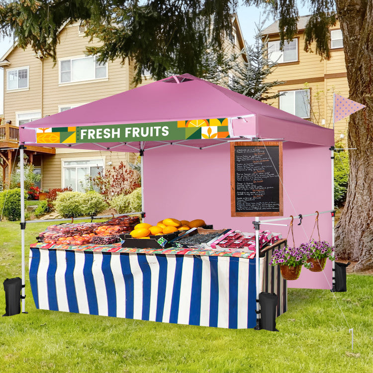 10 x 10 Feet Portable Commercial Pop-up Canopy Foldable Party Tent Awning with Detachable Sidewall and Roller Bag