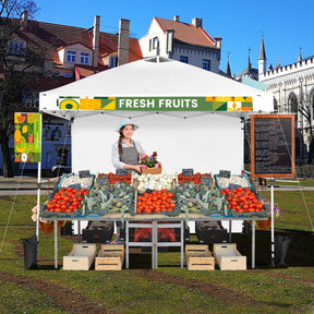 10 x 10 Feet Portable Commercial Pop-up Canopy Foldable Party Tent Awning with Detachable Sidewall and Roller Bag