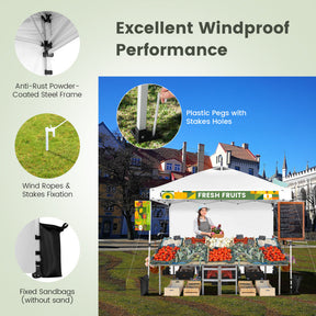 10 x 10 Feet Portable Commercial Pop-up Canopy Foldable Party Tent Awning with Detachable Sidewall and Roller Bag