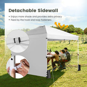 10 x 10 Feet Portable Commercial Pop-up Canopy Foldable Party Tent Awning with Detachable Sidewall and Roller Bag