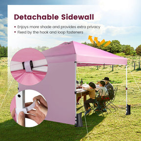 10 x 10 Feet Portable Commercial Pop-up Canopy Foldable Party Tent Awning with Detachable Sidewall and Roller Bag