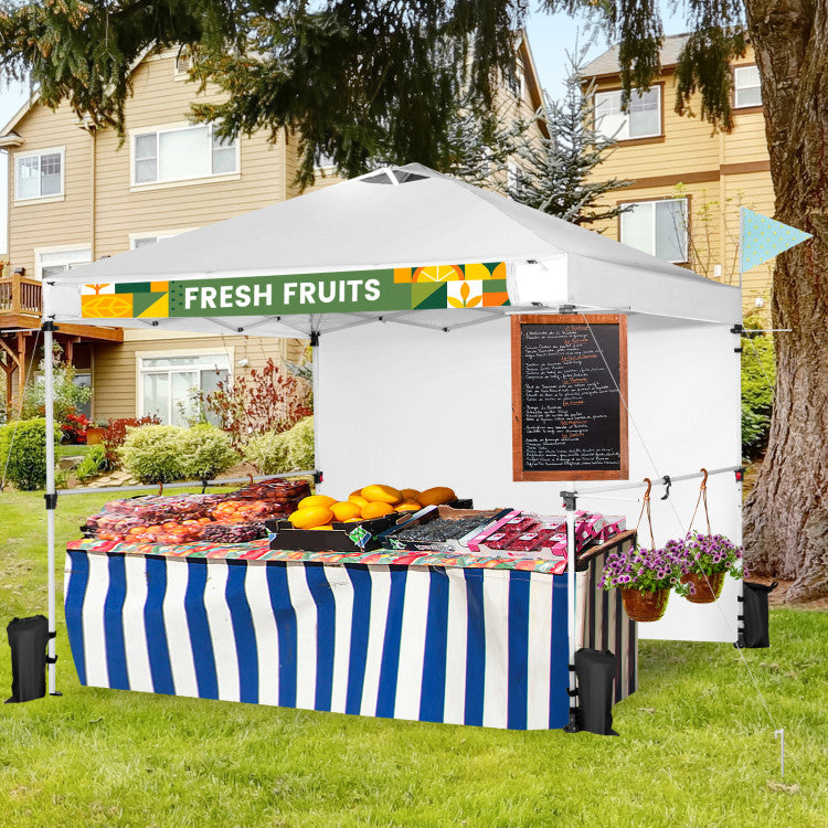 10 x 10 Feet Portable Commercial Pop-up Canopy Foldable Party Tent Awning with Detachable Sidewall and Roller Bag