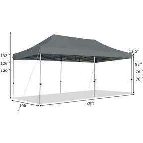 10 x 20 FT Outdoor Pop Up Canopy Portable Folding Camping Tent with Adjustable Height and Storage Bag