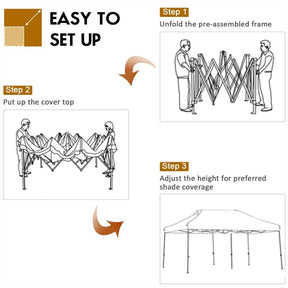 10 x 20 FT Outdoor Pop Up Canopy Portable Folding Camping Tent with Adjustable Height and Storage Bag