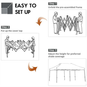 10 x 20 FT Outdoor Pop Up Canopy Portable Folding Camping Tent with Adjustable Height and Storage Bag