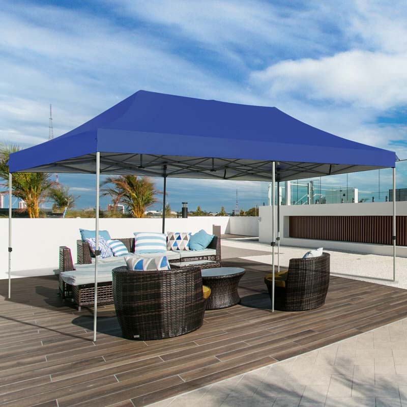 10 x 20 FT Outdoor Pop Up Canopy Portable Folding Camping Tent with Adjustable Height and Storage Bag