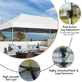 10 x 20 FT Outdoor Pop Up Canopy Portable Folding Camping Tent with Adjustable Height and Storage Bag