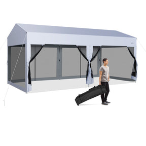 10 x 20 Feet Pop-Up Canopy Party Tent Heavy Duty Garage Car Shelter with Removable Sidewalls and 2-Wheeled Bag