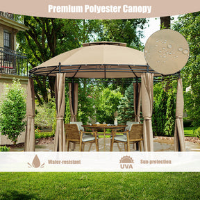 11.5 Feet Outdoor Dome Gazebo Patio Round Canopy Shelter with Removable Curtain and Large Activity Space