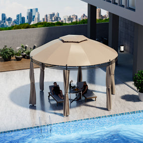 11.5 Feet Outdoor Dome Gazebo Patio Round Canopy Shelter with Removable Curtain and Large Activity Space