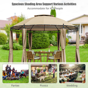 11.5 Feet Outdoor Dome Gazebo Patio Round Canopy Shelter with Removable Curtain and Large Activity Space