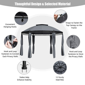 11.5 Feet Outdoor Dome Gazebo Patio Round Canopy Shelter with Removable Curtain and Large Activity Space