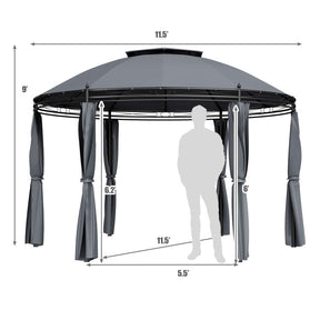 11.5 Feet Outdoor Dome Gazebo Patio Round Canopy Shelter with Removable Curtain and Large Activity Space