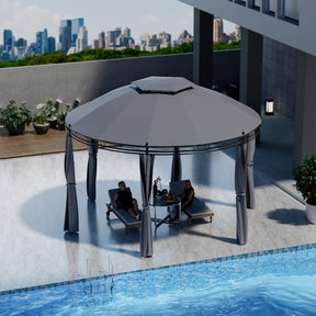 11.5 Feet Outdoor Dome Gazebo Patio Round Canopy Shelter with Removable Curtain and Large Activity Space