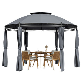 11.5 Feet Outdoor Dome Gazebo Patio Round Canopy Shelter with Removable Curtain and Large Activity Space