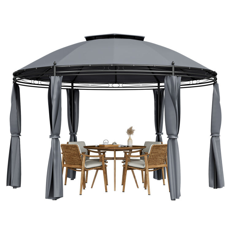 11.5 Feet Outdoor Dome Gazebo Patio Round Canopy Shelter with Removable Curtain and Large Activity Space
