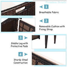 3 Pcs Cushioned Outdoor Wicker Patio Set