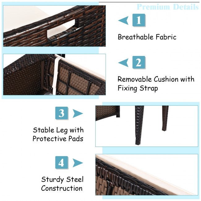3 Pcs Cushioned Outdoor Wicker Patio Set