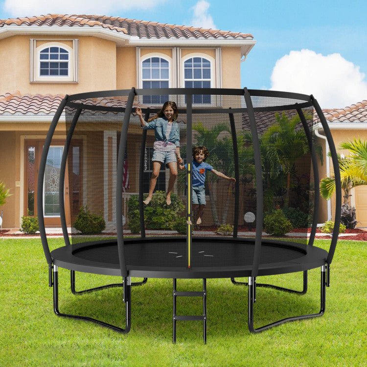 12FT ASTM Approved Trampolines Outdoor Large Recreational Trampoline with Enclosure Net and Safety Pad for Kids Youth Adults