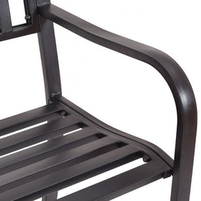 50" Steel Garden Bench Loveseats Outdoor Patio Furniture Chair with Slatted Seat