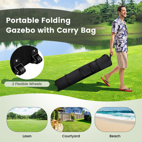 13 x 13 Feet Outdoor Pop-up Gazebo Patio Instant Canopy Shelter Tent with Mesh Sidewall and Vented Top