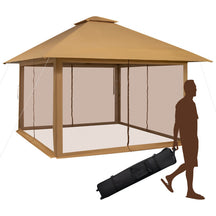 13 x 13 Feet Outdoor Pop-up Gazebo Patio Instant Canopy Shelter Tent with Mesh Sidewall and Vented Top