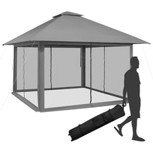 13 x 13 Feet Outdoor Pop-up Gazebo Patio Instant Canopy Shelter Tent with Mesh Sidewall and Vented Top