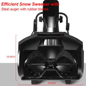 15Amp Electric Snow Thrower 18-Inch Snow Blower with 180° Rotatable Chute 2 Wheels for Yard Driveway Sidewalk