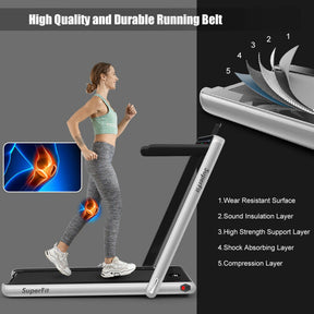 2-in-1 Folding Electric Motorized Treadmill with Remote Control and Dual Display
