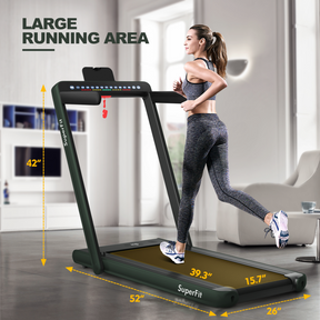 2-in-1 Folding Electric Motorized Treadmill with Remote Control and Dual Display