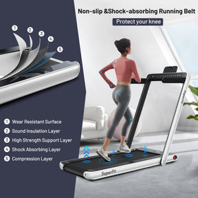 2-in-1 Folding Electric Motorized Treadmill with Remote Control and Dual Display