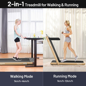 2-in-1 Folding Electric Motorized Treadmill with Remote Control and Dual Display