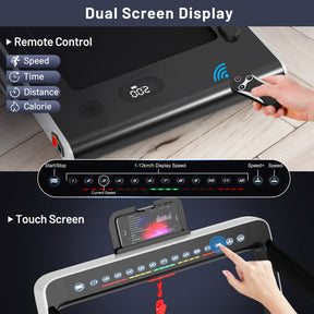 2-in-1 Folding Electric Motorized Treadmill with Remote Control and Dual Display