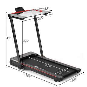 2.25 HP 3-in-1 Electric Folding Treadmill Running Machine with Large Desk and LCD Display