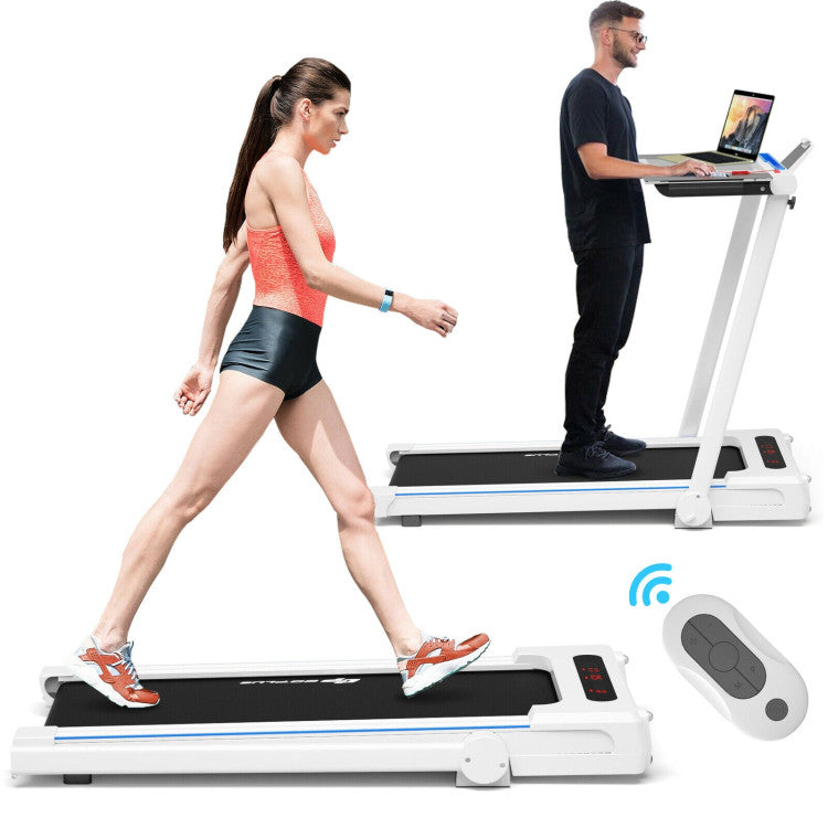 2.25 HP 3-in-1 Electric Folding Treadmill Running Machine with Large Desk and LCD Display