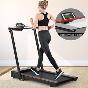 2.25 HP 3-in-1 Electric Folding Treadmill Running Machine with Large Desk and LCD Display