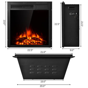 22.5 Inch Realistic Flames Electric Fireplace Insert Recessed and Freestanding Heater with Overheating Protection Remote Control