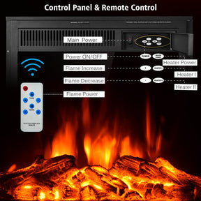22.5 Inch Realistic Flames Electric Fireplace Insert Recessed and Freestanding Heater with Overheating Protection Remote Control