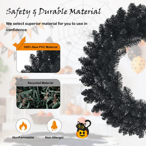 24 Inch Artificial Pre-lit Halloween Wreath with 35 Purple LED Lights